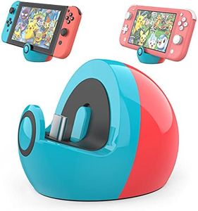 HEIYING Switch Charging Dock for Nintendo Switch/Switch Lite/Switch OLED, Type C Port Switch Charger Stand Station with Classic Colors Neon Blue & Neon Red