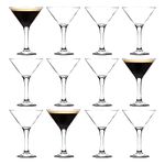 Rink Drink 12x 175ml Espresso Martini Glasses - Vintage Art Deco Champagne Gin Cocktail Drinking Coupe Saucer Glass Party Set