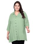 Indietoga Women's Plus Size Casual Rayon Longline Regular Fit Shirt Tops (P10001506_Light Green Solid_2Xl)