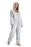 CityComfort Onesies for Women Soft Comfy Fleece Pyjamas Nightwear for Women Fluffy Fleece Onesie Lounge Wear Sizes S-XL (Two Tone Grey, M)