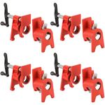 FLKQC 3/4" Wood Gluing Pipe Clamp Set with Unique Foot Design Heavy Duty Bar Clamps Cast Iron Pipe Clamp Tools for Woodworking (4pc, 3/4" with Foot)