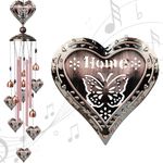 Nowpis Outdoor Heart-Shaped Wind Chimes, Romantic Valentine's Day Decor with 4 Heart Pendants and Bells, Valentines Day Gifts, Decorative Copper Windchimes, Unique Gifts for Her, Mom, Grandma