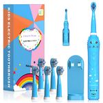 Kids Sonic Electric Toothbrush, Rechargeable Smart Toothbrush for Children Autobrush for Toddlers Boys Girls Age 3-12 with 30s Reminder, 2 Mins Timer, 6 Modes, 6 Brush Heads, Wall-Mounted Holder (Blue 8650+6 Heads+ Holder)