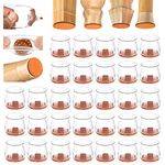 32PCS Silicone Chair Leg Floor Protectors,Felt Furniture Pads for Hardwood Floors,Chair Leg Protectors for Hardwood Floors,Clear Floor Protectors for Chairs,Rubber Furniture Sliders-Medium Size