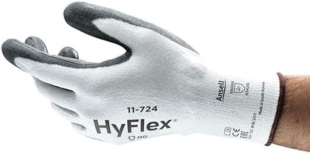 Ansell HyFlex 11-724 Cut-Resistant Work Gloves, Mechanics Glove, Abrasion-Resistant and Enhanced Grip Technology, PPE Men Women, Reusable, Size L (12 Pairs)