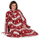 Autumn Faith Snuggle Blanket With Sleeves Wrap Around - Red