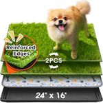 Hompet Dog Toilet, 61 x 42 cm, 2 Pcs of Artificial Grass Mats for Dogs, Reusable Washable Puppy Pads, Super Absorbent Waterproof Dog Pee Pads with Fake Grass and Tray, for Balcony, Outdoor, Indoor Use