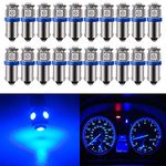 BlyilyB 20-Pack BA9 BA9S 53 57 1895 64111 Blue LED Car Light Bulb for License Plate Side Door Courtesy Interior Dome Map Lights