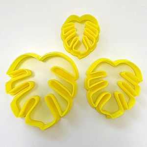 CHENRUI Set of 3 Monstera Leaf Polymer Clay Cutter Set Cookie Fondant Cutters