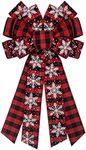 Large Christmas Wreath Bows, Christmas Red Velvet Buffalo Plaid Bows for Wreaths - Large Tree Topper Ribbon Bows for Christmas Home Garden Indoor Outdoor Decoration Wreath Ornament Supplies