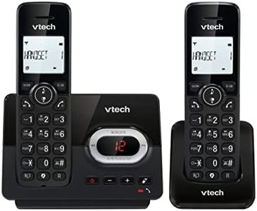 VTech CS2051 Cordless Phone with Answering Machine and 2 Handsets, ECO+ Mode, Seniors Telephone, Landline Telephone, Call Block, Hands-Free Function, Large Buttons, 1-Line Display, Black