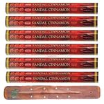 HEM Incense sticks | Pack of 6 | with SAMASIA incense stick holder for Aromatherapy, Incense Spa, Yoga, Meditation, Healing, Spirituality and Relaxation (Sandal Cinnamon)