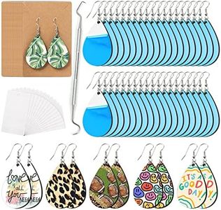 HTVRONT Sublimation Wood Earring Blanks Bulk - 50 Pcs with Blue Protective Film - Unfinished MDF Teardrop Earrings for Sublimation Printing with Template, Weeder, Hooks, Jump Rings