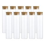 PATIKIL 60ml Test Tubes, 10pcs 4.72x1.18in Glass Clear Flat Bottom Test Tube Containers with Cork Stopper for Bead Party Candy Bath Salt Storage Scientific Experiment Plant Propagation