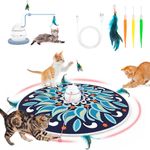 Tyasoleil 4 in 1 Smart Cat Toys, Interactive Cat Toys, Cat Toys for Indoor Cats Adult, Upgrade Motor, Automatic Cat Toy - 3 Modes Indoor Cat Toys, Electronic Cat Feather Kitten Toy