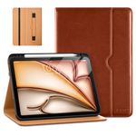 DTTO for iPad Air 11-inch Case M2 (2024), iPad Air 5th Generation Case (2022)/iPad Air 4th Gen (2020), Premium Leather Business Folio Stand Cover with Pencil Holder for iPad Air 11''/5th/4th, Brown