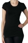 Zenana Outfitters Women's Long Basic Rayon Short Sleeve Crew Neck T-Shirt - Black - Large