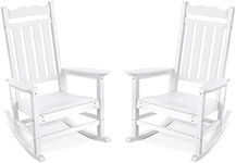 Stoog Set of 2 Outdoor Rocking Chairs, HIPS Plastic Porch Rocker with 400 lbs Weight Capacity, for Backyard, Fire Pit, Lawn, Garden and Indoor (White)