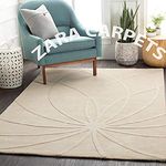 ZARACARPETS; 'can Change The Floor Solid Plain Exported Quality Hand Made Carpets and Rug Size 4x4 Round Diameter(4 by 4 Round) Cream Web