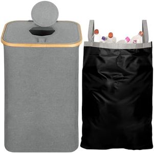 BELLE VOUS Deposit Bottle Collection Container with Lid & Carry Bag - 80L Kitchen Bottle Storage Bin - Collect Empty Bottles, Glass Waste or Laundry