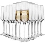 Krosno Crystal Champagne Flute Glass | Set of 12 | 180 ML | Avant-Garde Collection | Perfect for Home, Restaurants and Parties | Dishwasher Safe