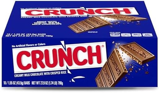 Crunch, Bulk 18 Count, Milk Chocolate and Crisped Rice, Full Size, Individually Wrapped Candy Bars, Halloween Candy, 1.55 oz Each