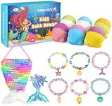 Panspace Bath Bombs for Kids with Surprise Inside, 6 PCS Natural Organic Bath Bombs for Girls & Toddlers Aged 3-12, Kids Bath Bombs Gift Set with Mermaid Bracelets Hair Clip for Birthday Christmas