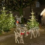 Set of 3 Light up Christmas Reindeer Family 2D Lighted Reindeer Holiday Decoration Large Outdoor Lighted Deer Decorations for Indoor or Outdoor Christmas Yard Lawn Art