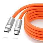 Thzzhnno Liquid Silicone USB 3.2 Gen2 20Gbps Cable 3M, Soft Chubby USB C to USB C 4K@60Hz Video PD 100W Type C Cord for Thunderbolt 3, iPad/iPhone 15/Pro, MacBook, Galaxy (Orange)