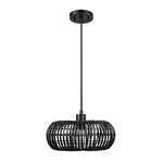 Globe Electric 65701 Maren 1-Light Pendant Lighting, Matte Black, Rattan Shade