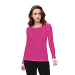 Natural Uniforms Women's Under Scrub Tee Crew Neck Long Sleeve T-Shirt (Hot Pink, 3X-Large)