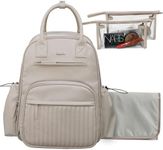 Hap Tim Leather Diaper Bag Backpack with Changing Pad, 2 Clear Makeup Bags, Travel Backpack for Women, Baby Registry Search, Cream White(CA-K2252-CM)