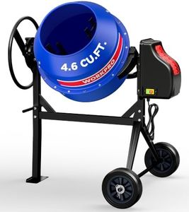 WORKPRO 4.6 Cu.Ft. Electric Cement Mixer, 600W 0.8HP Portable Concrete Mixer with Wheels & Stand Steel for Stucco, Mortar & Seeds