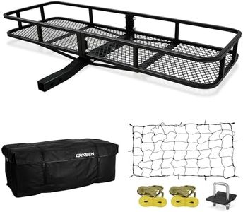 ARKSEN 60 x 20 x 6 Inch Angled Cargo Rack Carrier with Bag, Net, Stabilizer & Straps 500 Lbs Heavy Duty Capacity Tow Hitch, Luggage Storage Basket for Camping or Traveling, SUV, Pickup Truck or Car