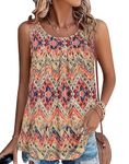 CHICALLURE Summer Tank Top Sleeveless T-Shirt Camisole Fashion Inner Wear Tank Loose Fit Tee(Print Orange,M)