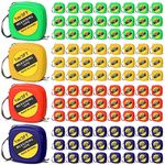 Hoteam 160 Pcs Keychain Tape Measure Mini Measuring Tape Functional Pocket Tape Measure Retractable Metric Inch Construction Party Favors for Birthday Daily Use, 1m/ 3ft, 4 Color