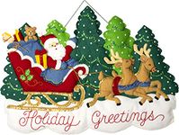 Bucilla, Holiday Greetings Felt Applique Wall Hanging, Perfect Supplies for DIY Needlepoint Arts and Crafts, 89296E