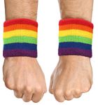 Sports Wristbands - Wrist Sweatbands for Athletics - Fits Men & Women - Ideal for Baseball, Tennis, Basketball, Football, Running & Working Out - Sweat Absorbing Cotton Terry Bands - 1 Pair (Rainbow)