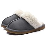 Litfun Women's Fuzzy Memory Foam Slippers Fluffy Winter House Shoes Indoor and Outdoor, Grey 8-8.5