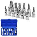 Noosverl Torx Bit Sets,13pcs Torx Bit Socket Set,t45 torx bit 1/4, CR-V Chrome Vanadium Star Bit Socket Set T8-T70, Torx Bit Sets |3 Size, 1/2", 3/8", 1/4" Heavy Duty Tools for Cars, Trucks Repair