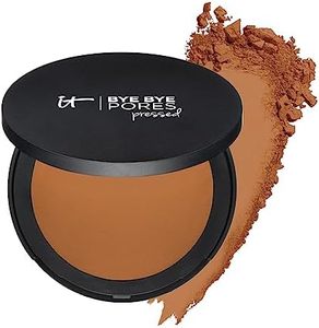 IT Cosmetics Bye Bye Pores Pressed Finishing Powder - Universal Rich/Tan Shade - Contains Anti-Aging Peptides, Hydrolyzed Collagen & Antioxidants - 0.31 oz
