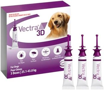 Vectra 3D Flea and Tick Treatment for Dogs Weighing 25.1-43 kg (55.2-94.6 lbs) - Tick and Flea Prevention for Dogs That Repels Mosquitoes and More with Easy Monthly Application (3 Pack)
