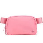 Pander Double Zipper Fanny Pack Nylon Everywhere Belt Bag, Fashion Waist Packs for Women with Adjustable Strap, 1L. (Light Pink)