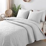 R.SHARE Oversized California King Size Quilt Bedding Sets with Pillow Shams, White Cal King Lightweight Soft Bedspread Coverlet for All Season, 118x106 inches