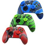 Pandaren® silicone skin for Xbox One controller x 3 + thumb grip x 6 (camouflage red green blue) by Pandaren