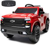 12V Chevy Silverado Ride On Truck with HIGH Speed Mode (5 MPH) & Parent Remote Control, Kid's Battery Powered Licensed Electric Vehicle, LED Lights, Real Tailgate, & Truck Sounds, by ReadyGO - Red