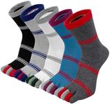 Hellomamma Mens Toe Socks Cotton Athletic Running Five Finger Crew Socks