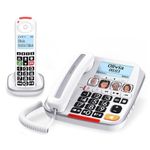 SWISSVOICE - Xtra 3355 Combo - DECT - Corded Telephone Cordless Handset - Large Keys Answering Machine - Audio Boost - Loud Ringtones - Hearing Aid Compatible - Call Block - White