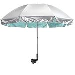 G4Free UPF 50+ Universal Clamp On Umbrella Adjustable 55 inch Outdoor UV Protection Beach Chair Umbrella for Strollers, Wheelchairs, Patio Chairs, Beach Chairs, and Golf Carts(Lake Blue)