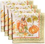 Maison d' Hermine Napkin 100% Cotton 20Inch x 20Inch Decorative Washable Cloth Napkins Table Napkin for Gifts, Dining, Kitchen, Parties & Camping, Pumpkin Passion - Thanksgiving/Christmas (Set of 4)